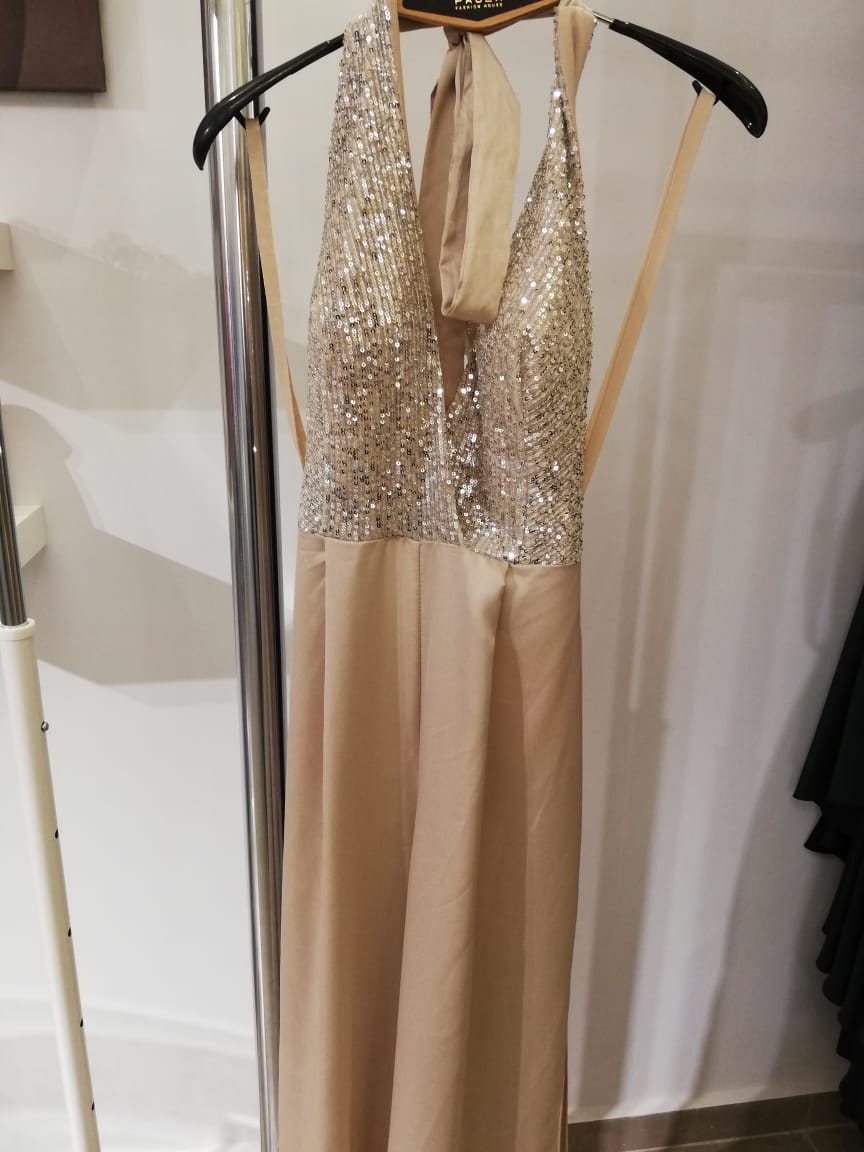 DECORATED BEIGE DRESS