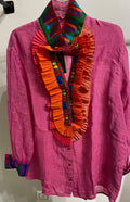 Linen shirt Red with vollant