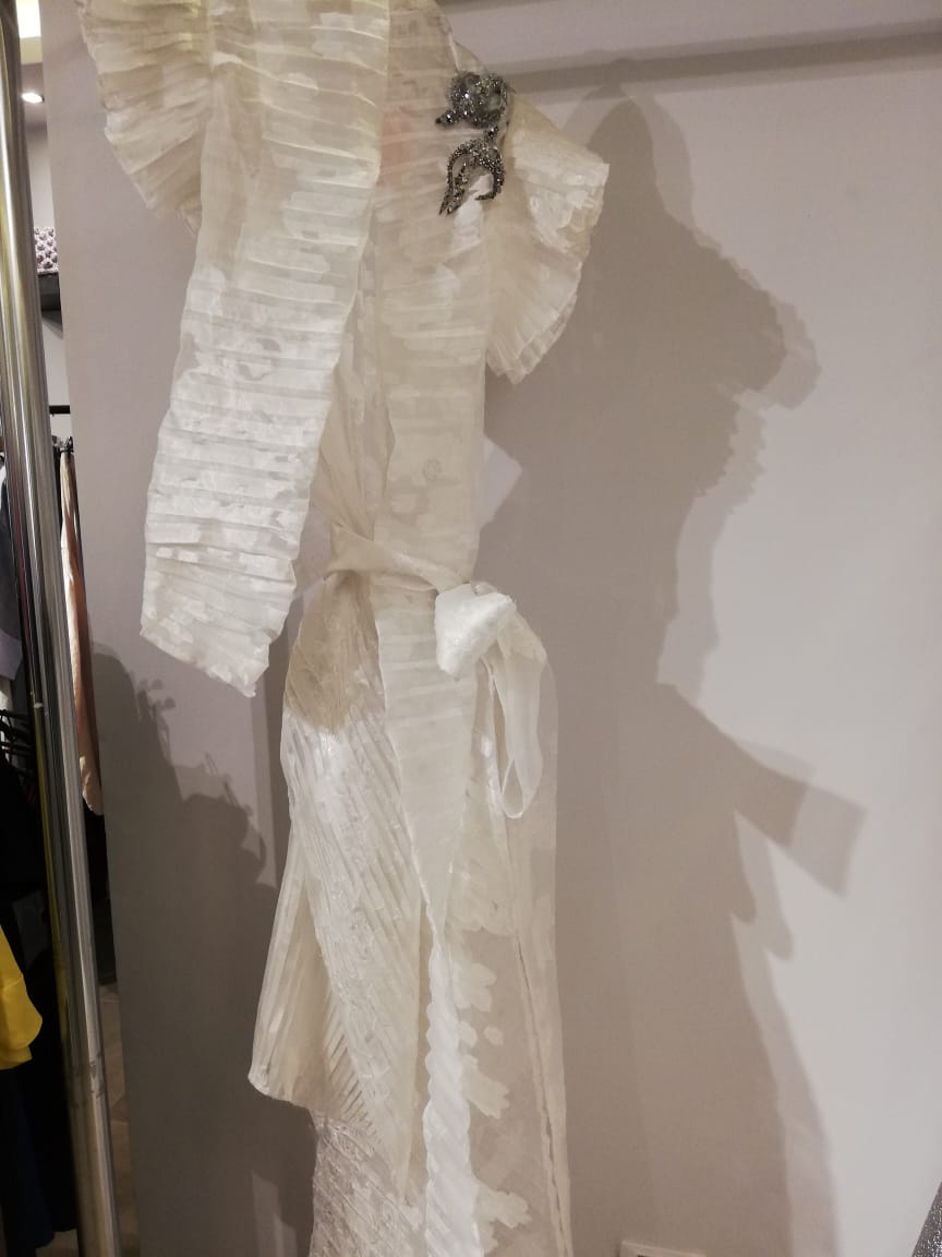 white dress with belt