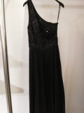 one shoulder black dress